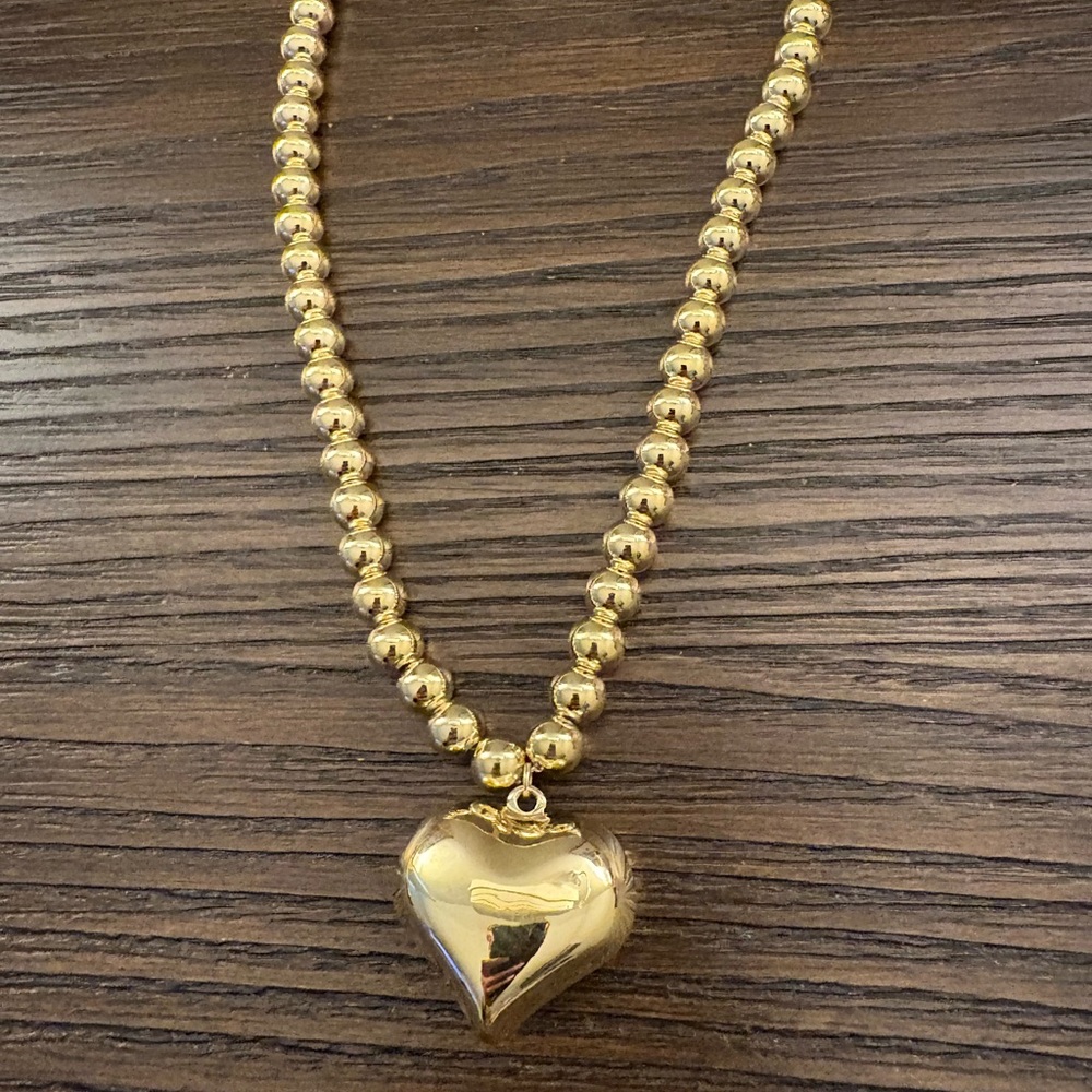 NEW Cate d’Argent Gold Beaded Heart Necklace - Picture 2 of 4